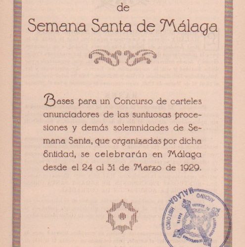 El documento del mes: Una mirada al siglo pasado: las bases para el concurso del Cartel de la Semana Santa de Málaga.